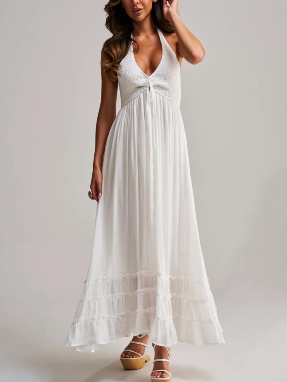 STITCH + FEATHER - white maxi dress